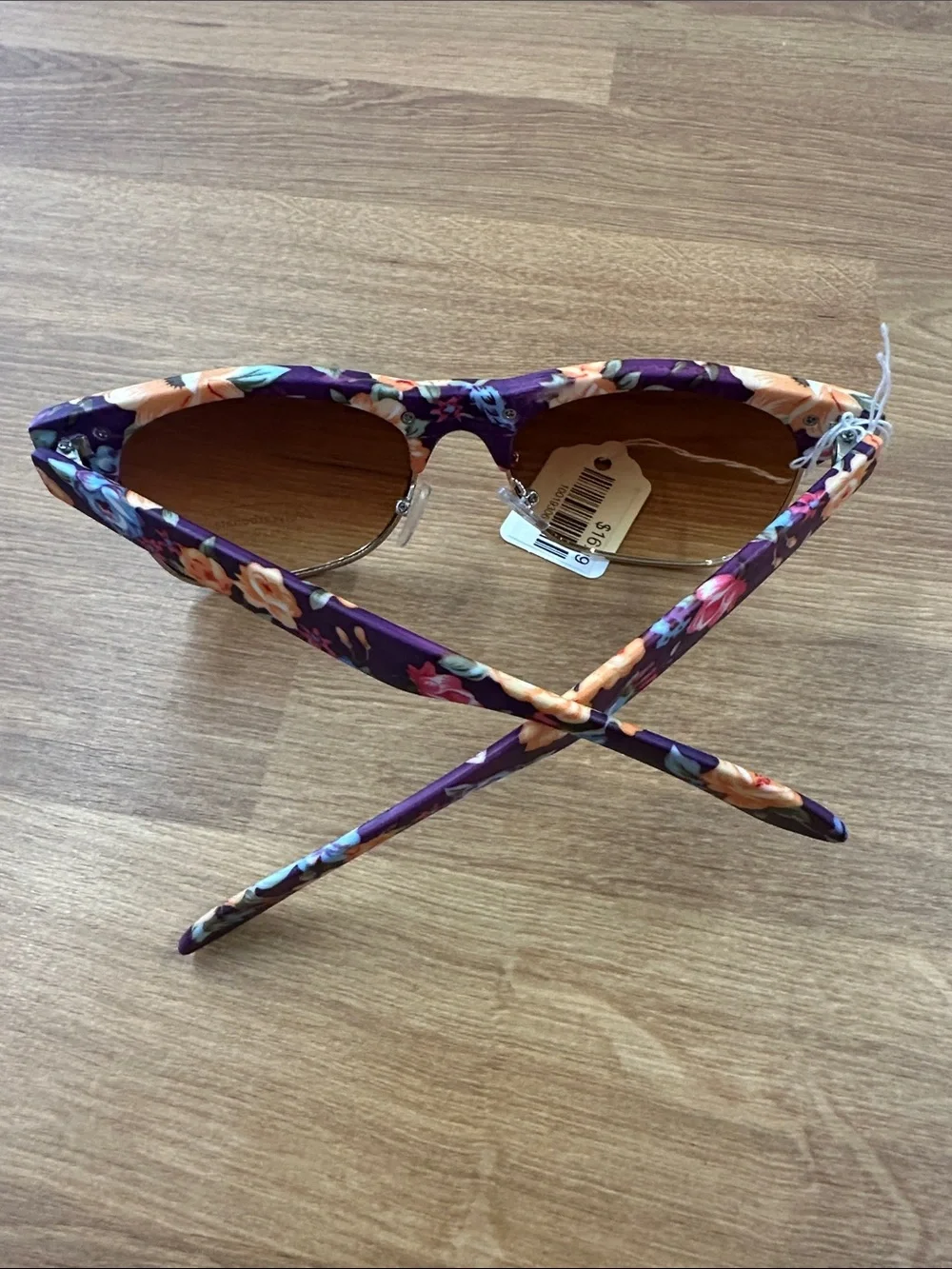 Floral Pattern Women's Sunglasses - Purple/Orange